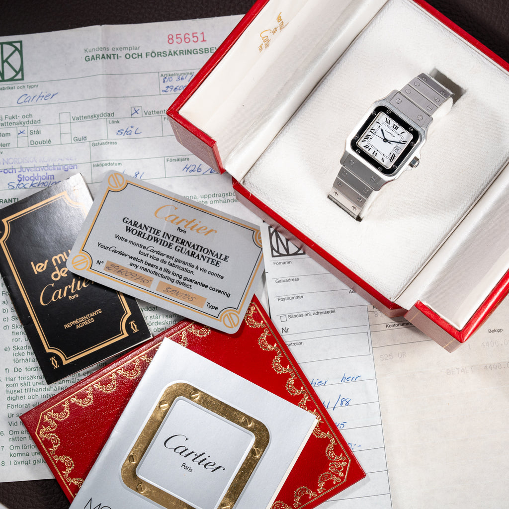Cartier Santos Carrée Automatic Unpolished Mint Condition Ref 2960 Full Set from 1981