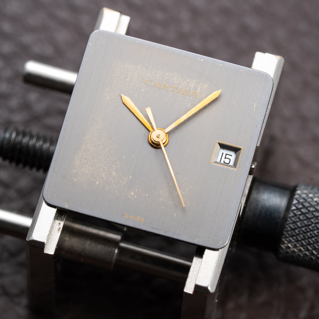 Cartier Santos Carrée Ghost Grey Patina "Swiss" Only Automatic GM Ref. 2961 from 1980s