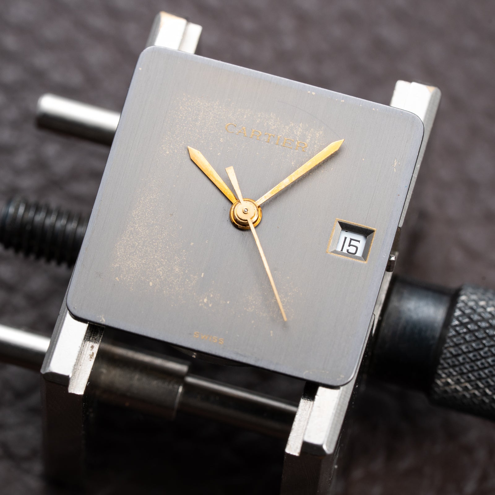 Cartier Santos Carrée Ghost Grey Patina "Swiss" Only Automatic GM Ref. 2961 from 1980s