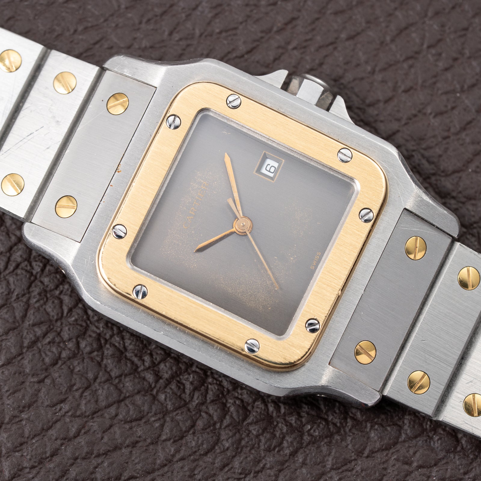 Cartier Santos Carrée Ghost Grey Patina "Swiss" Only Automatic GM Ref. 2961 from 1980s