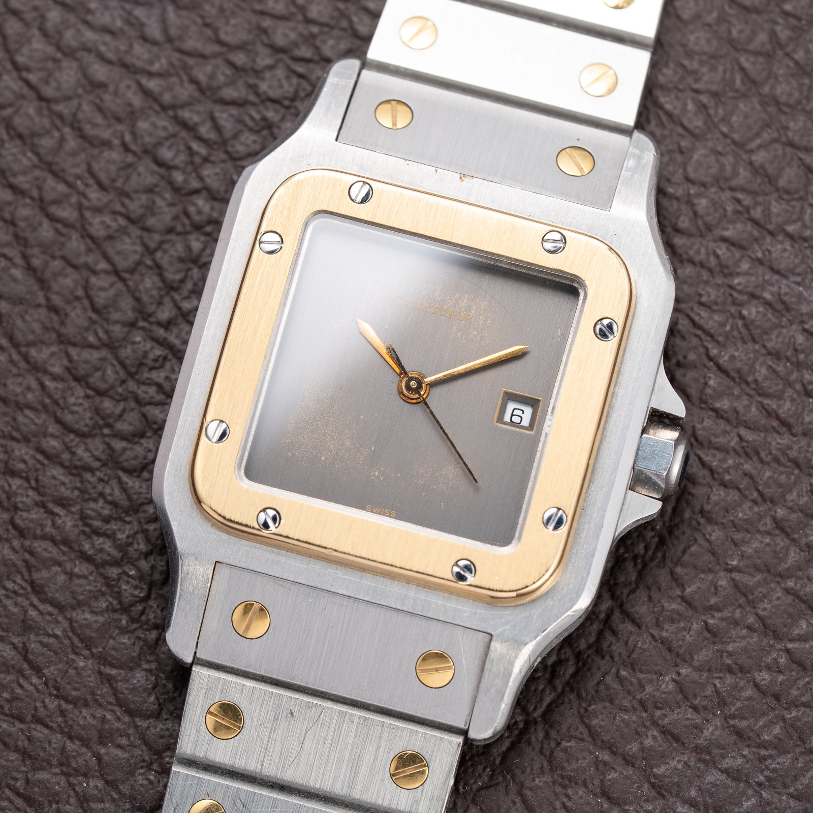 Cartier Santos Carrée Ghost Grey Patina "Swiss" Only Automatic GM Ref. 2961 from 1980s