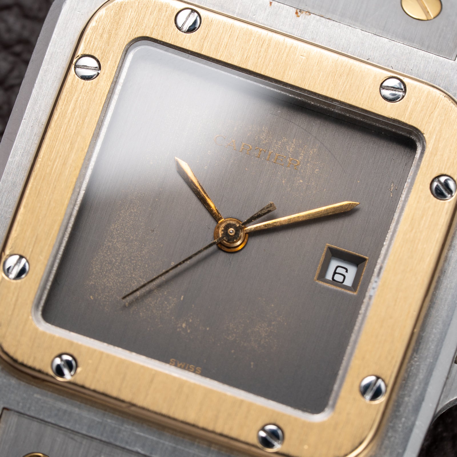 Cartier Santos Carrée Ghost Grey Patina "Swiss" Only Automatic GM Ref. 2961 from 1980s
