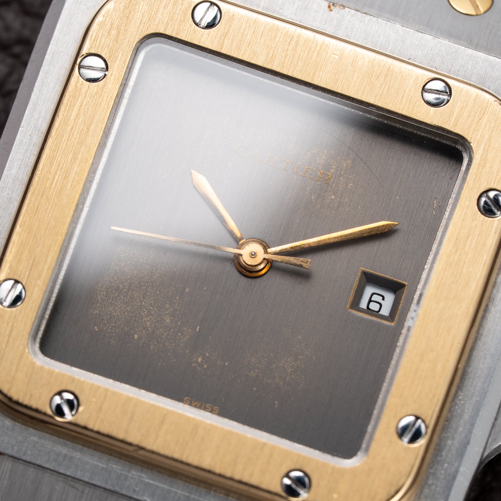 Cartier Santos Carrée Ghost Grey Patina "Swiss" Only Automatic GM Ref. 2961 from 1980s