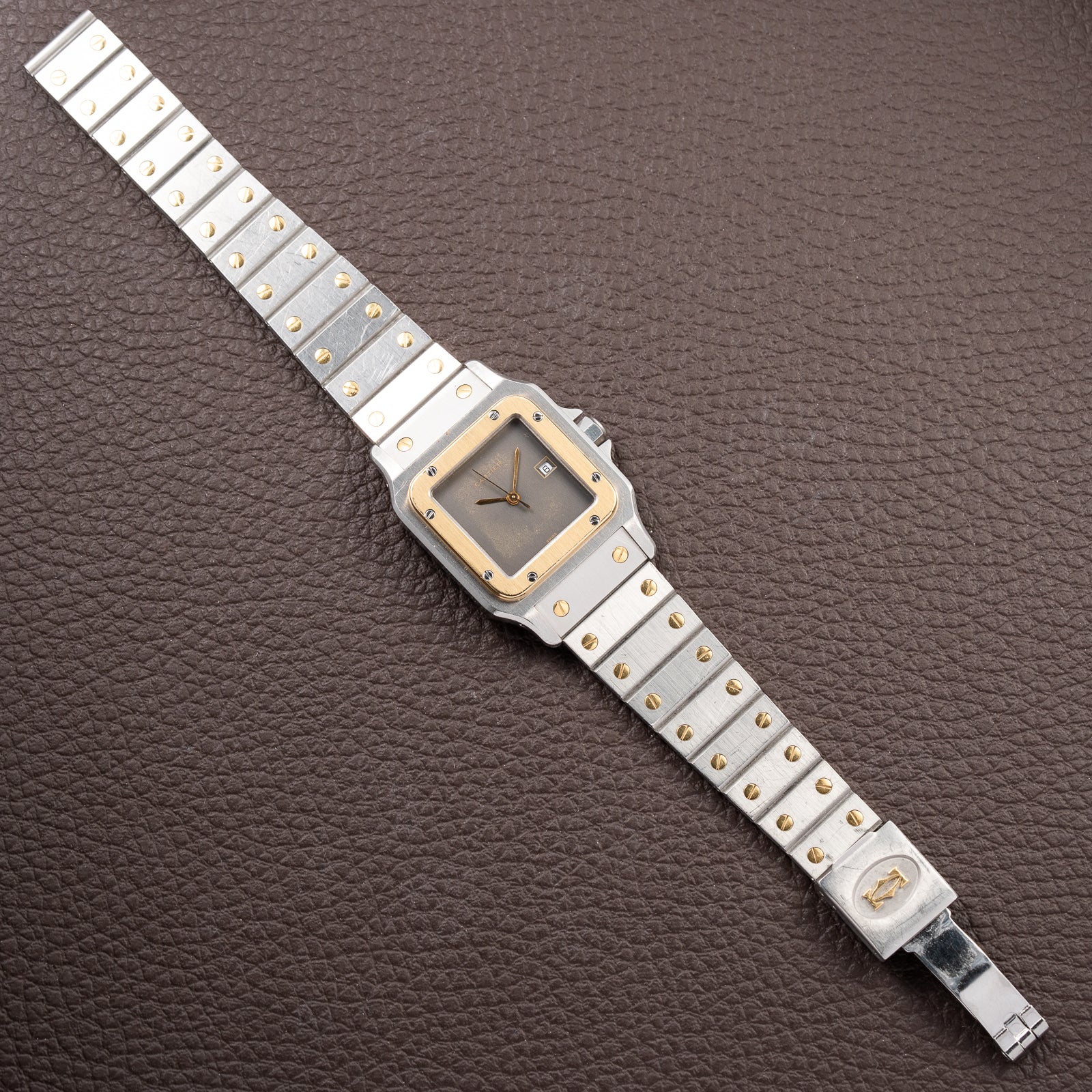 Cartier Santos Carrée Ghost Grey Patina "Swiss" Only Automatic GM Ref. 2961 from 1980s