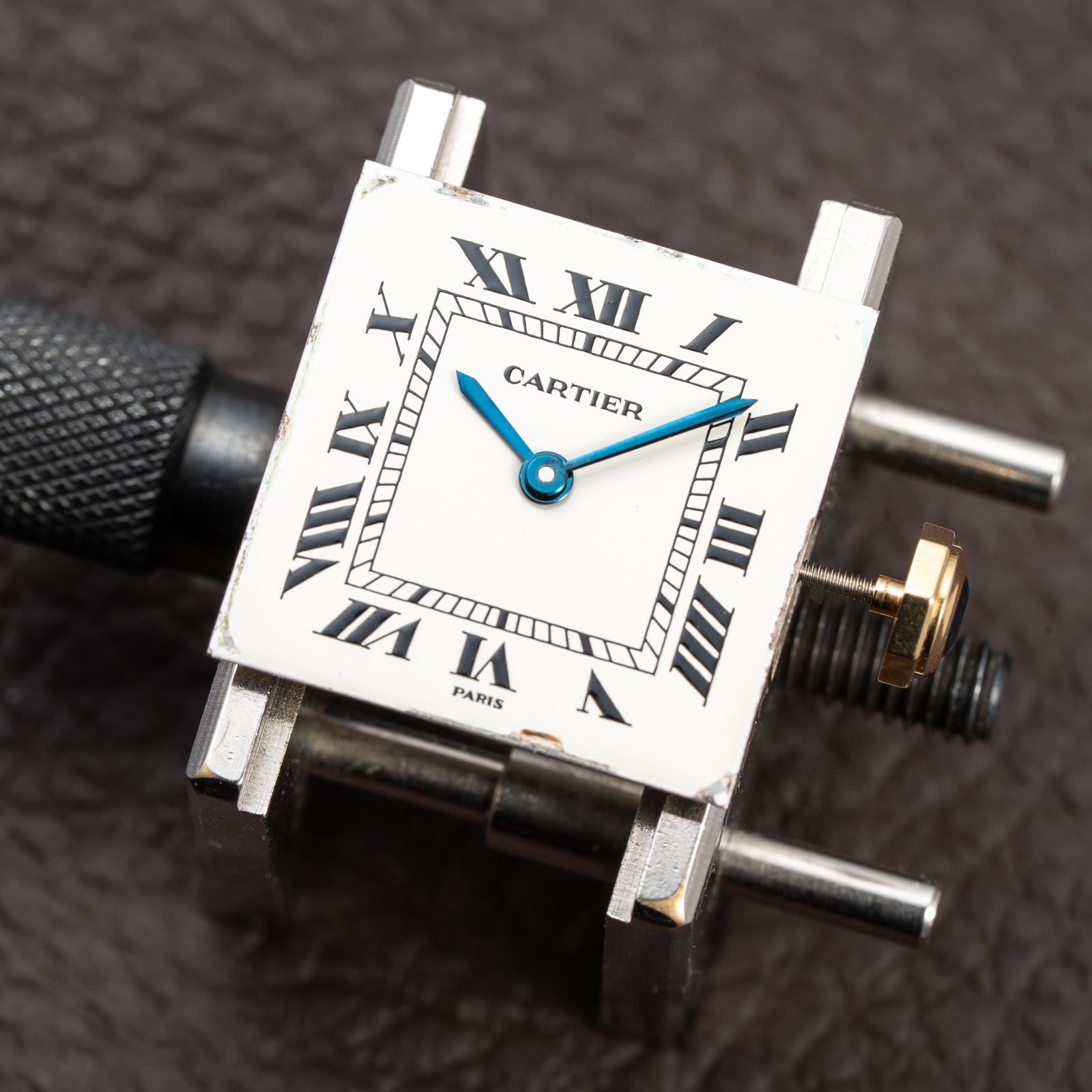 Cartier Santos Dumont Thick Chunky Case 18k Yellow Gold 'Paris' dial Full Set Ref 78097 from 1975