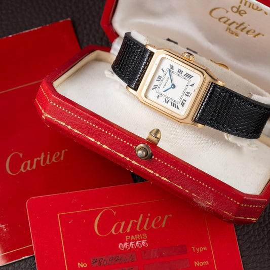 Cartier Santos Dumont Thick Chunky Case 18k Yellow Gold 'Paris' dial Full Set Ref 78097 from 1975