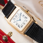 Cartier Santos Dumont Thick Chunky Case 18k Yellow Gold 'Paris' dial Full Set Ref 78097 from 1975