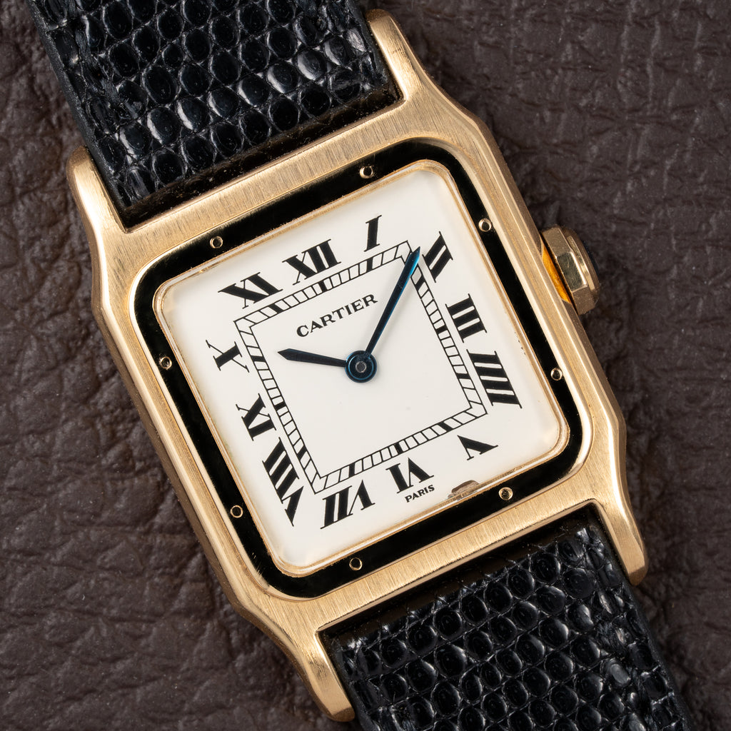 Cartier Santos Dumont Thick Chunky Case 18k Yellow Gold 'Paris' dial Full Set Ref 78097 from 1975
