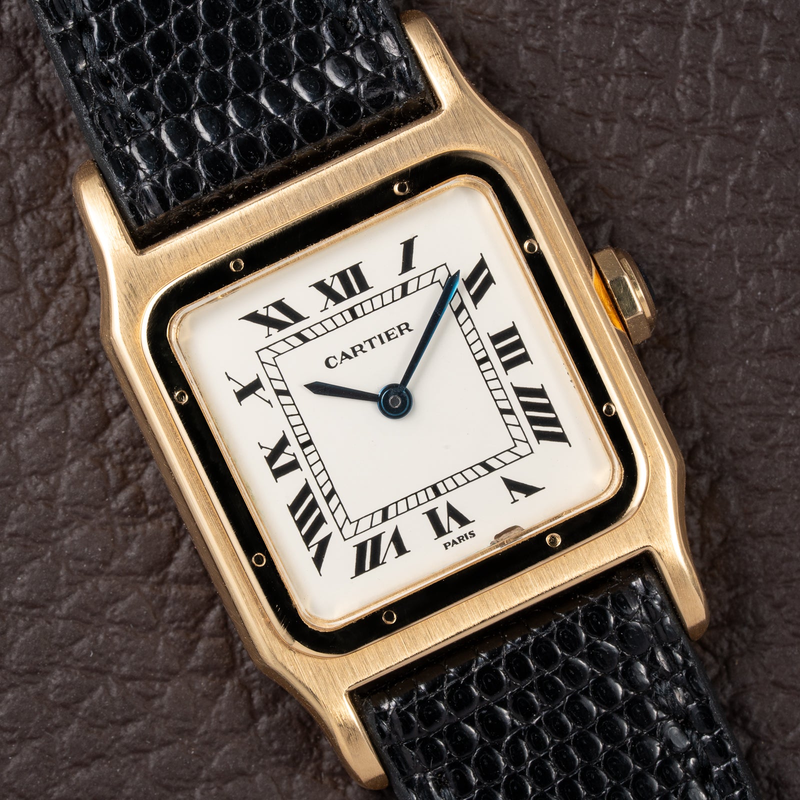Cartier Santos Dumont Thick Chunky Case 18k Yellow Gold 'Paris' dial Full Set Ref 78097 from 1975