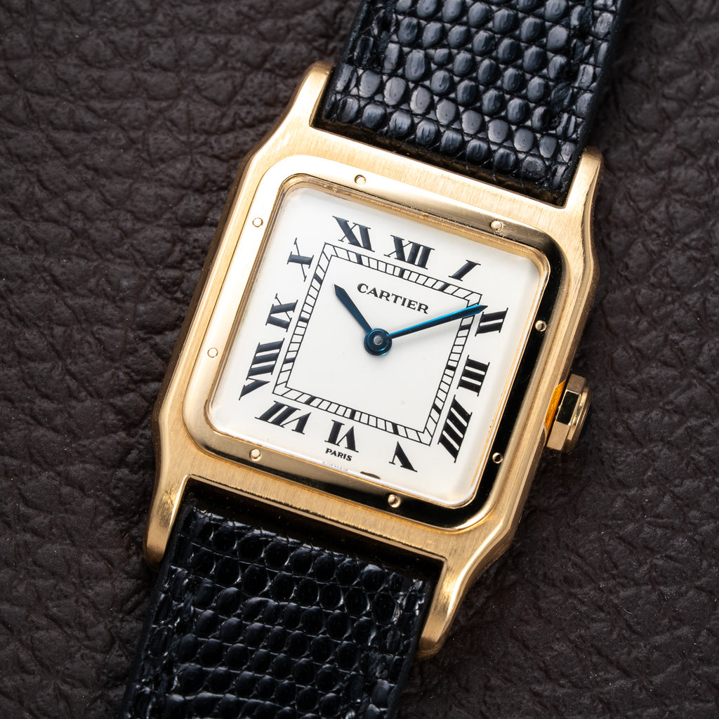 Cartier Santos Dumont Thick Chunky Case 18k Yellow Gold 'Paris' dial Full Set Ref 78097 from 1975