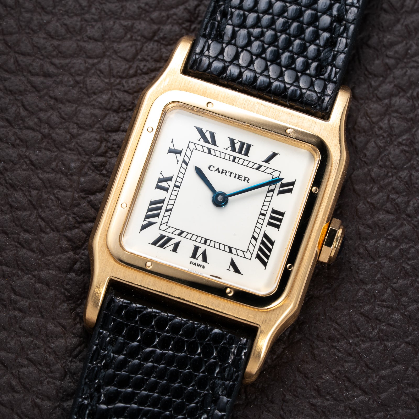 Cartier Santos Dumont Thick Chunky Case 18k Yellow Gold 'Paris' dial Full Set Ref 78097 from 1975