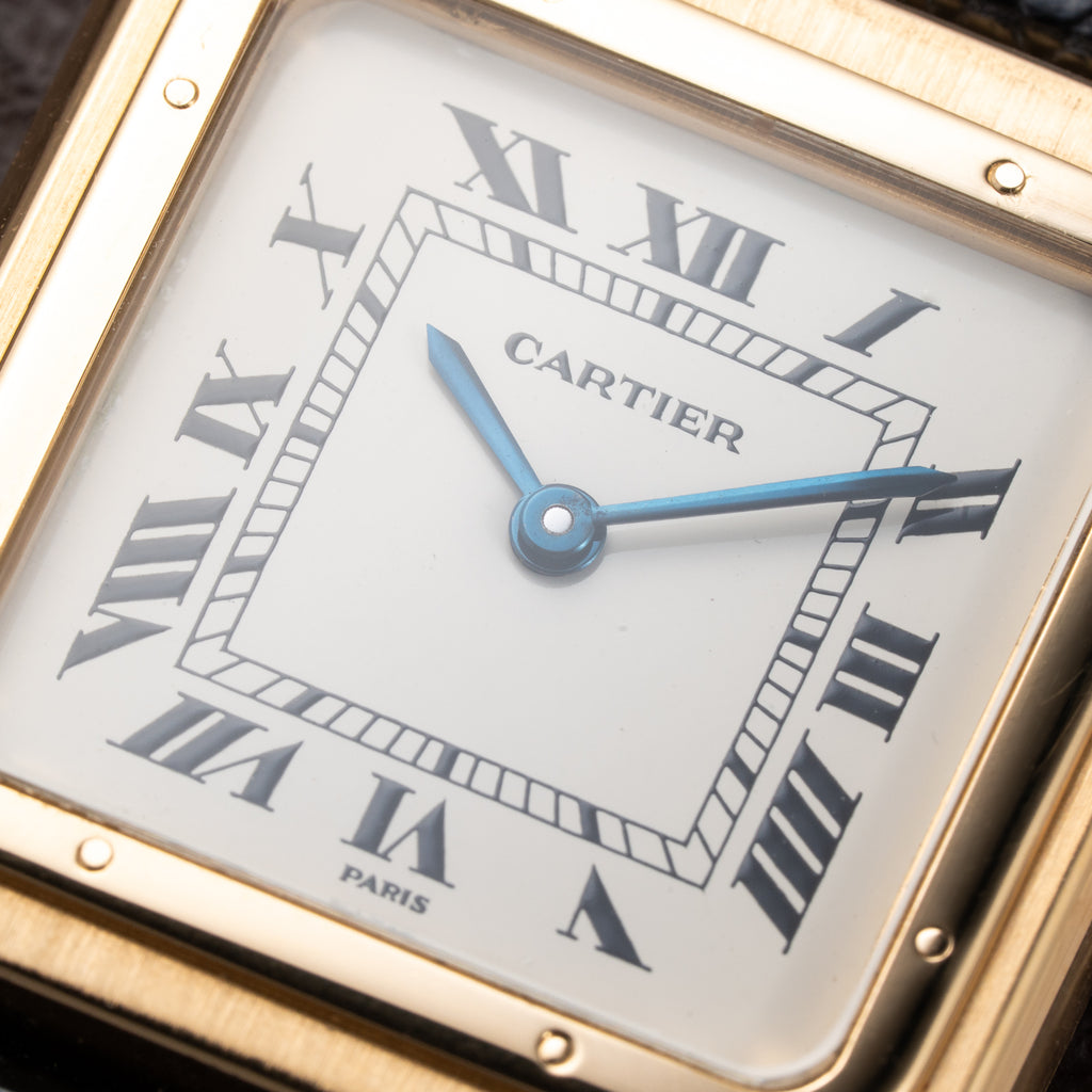 Cartier Santos Dumont Thick Chunky Case 18k Yellow Gold 'Paris' dial Full Set Ref 78097 from 1975