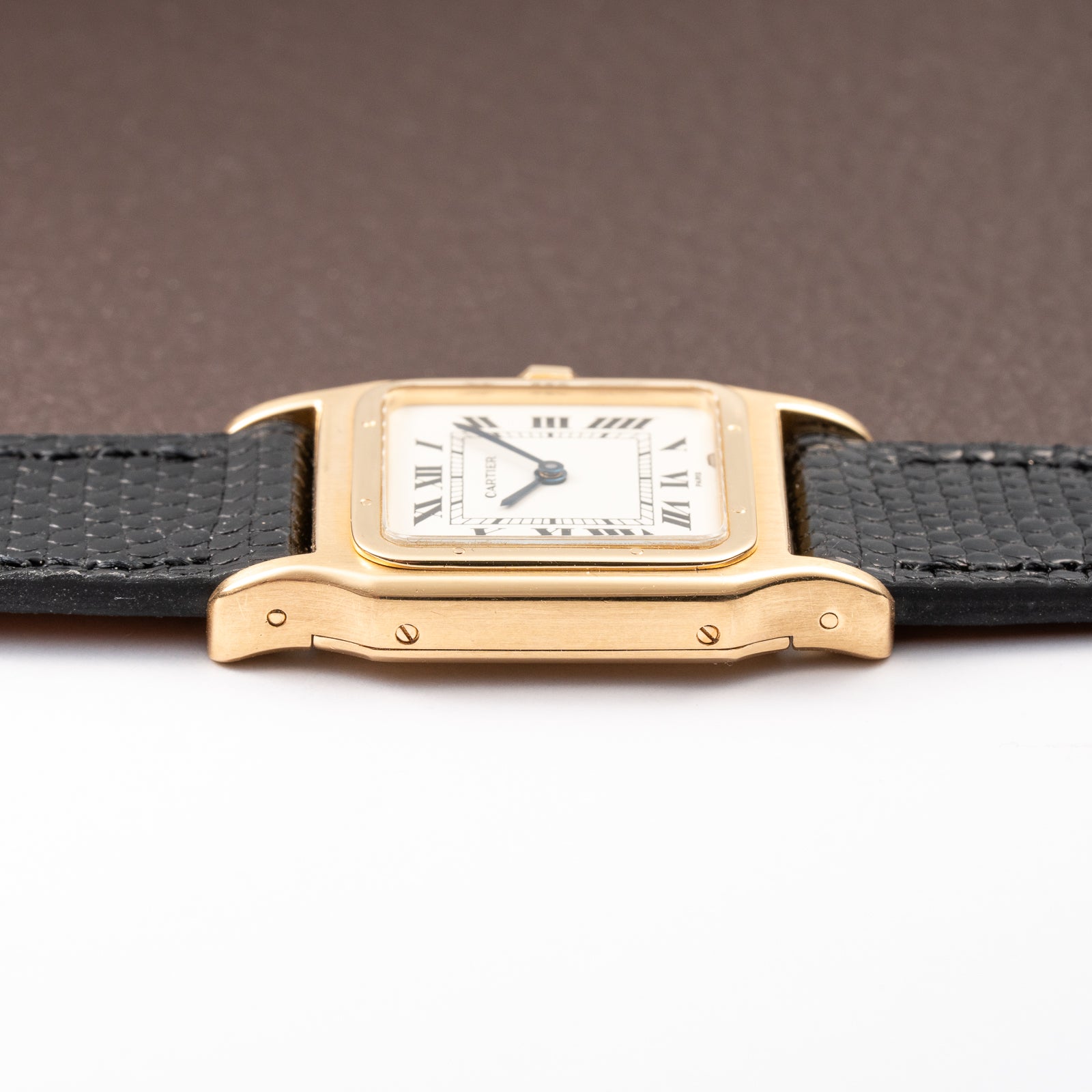 Cartier Santos Dumont Thick Chunky Case 18k Yellow Gold 'Paris' dial Full Set Ref 78097 from 1975