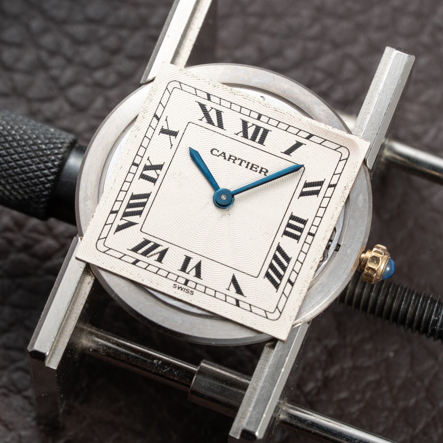 Cartier Santos Dumont Extra Plat Guilloché 18K Yellow Gold Ref. 821054 from 1980s