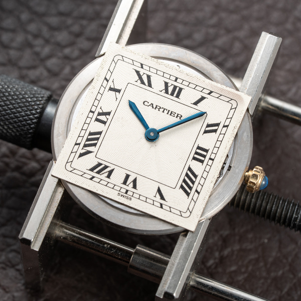 Cartier Santos Dumont Extra Plat Guilloché 18K Yellow Gold Ref. 821054 from 1980s