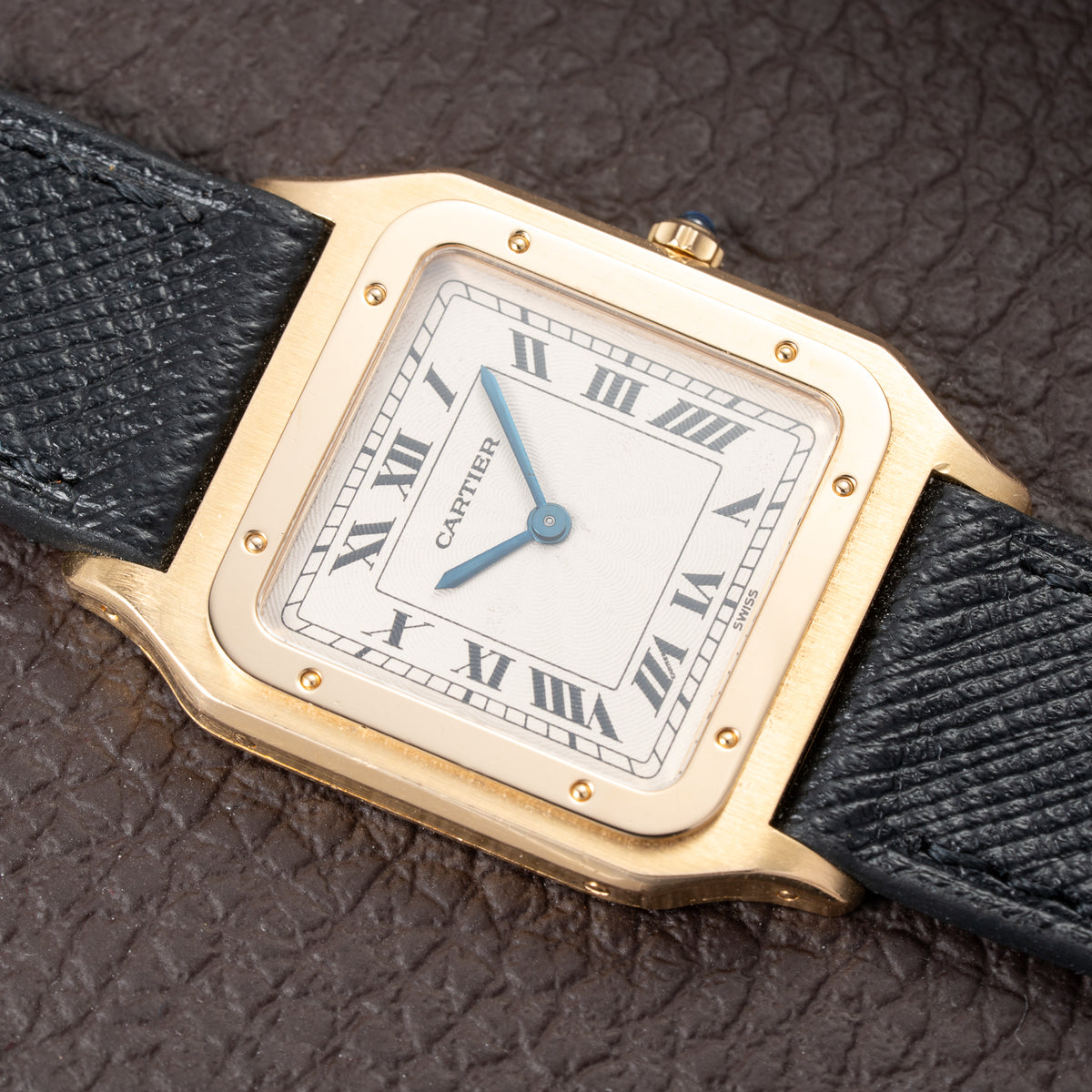 Cartier Santos Dumont Extra Plat Guilloché 18K Yellow Gold Ref. 821054 from 1980s
