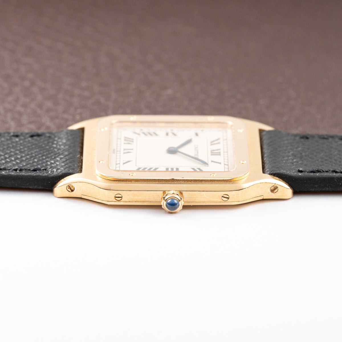 Cartier Santos Dumont Extra Plat Guilloché 18K Yellow Gold Ref. 821054 from 1980s