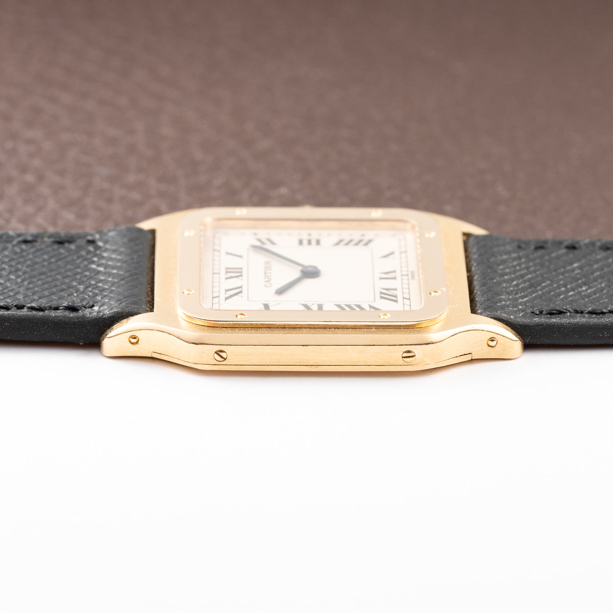 Cartier Santos Dumont Extra Plat Guilloché 18K Yellow Gold Ref. 821054 from 1980s