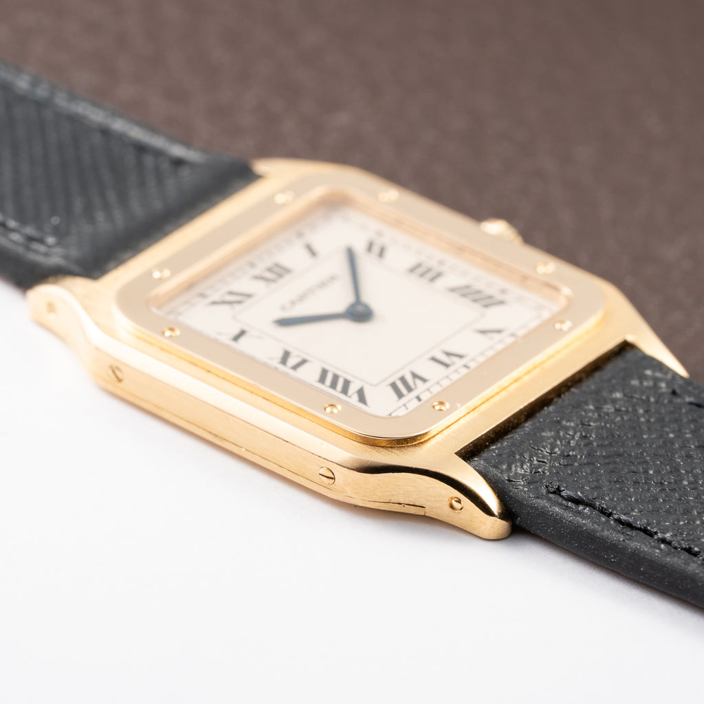 Cartier Santos Dumont Extra Plat Guilloché 18K Yellow Gold Ref. 821054 from 1980s