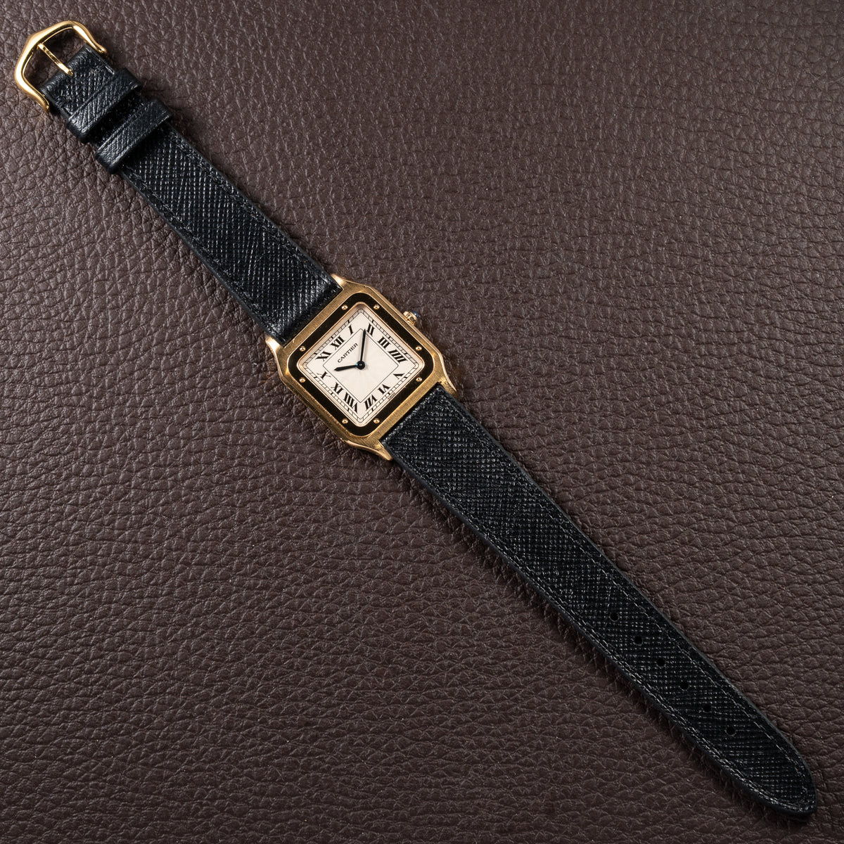 Cartier Santos Dumont Extra Plat Guilloché 18K Yellow Gold Ref. 821054 from 1980s