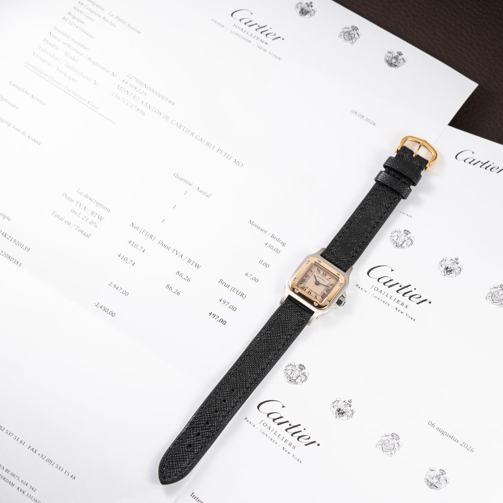 Cartier Santos Galbée Patina Dial Gold & Steel PM w/ Cartier Service 2026 Ref. 1567 From 1990s