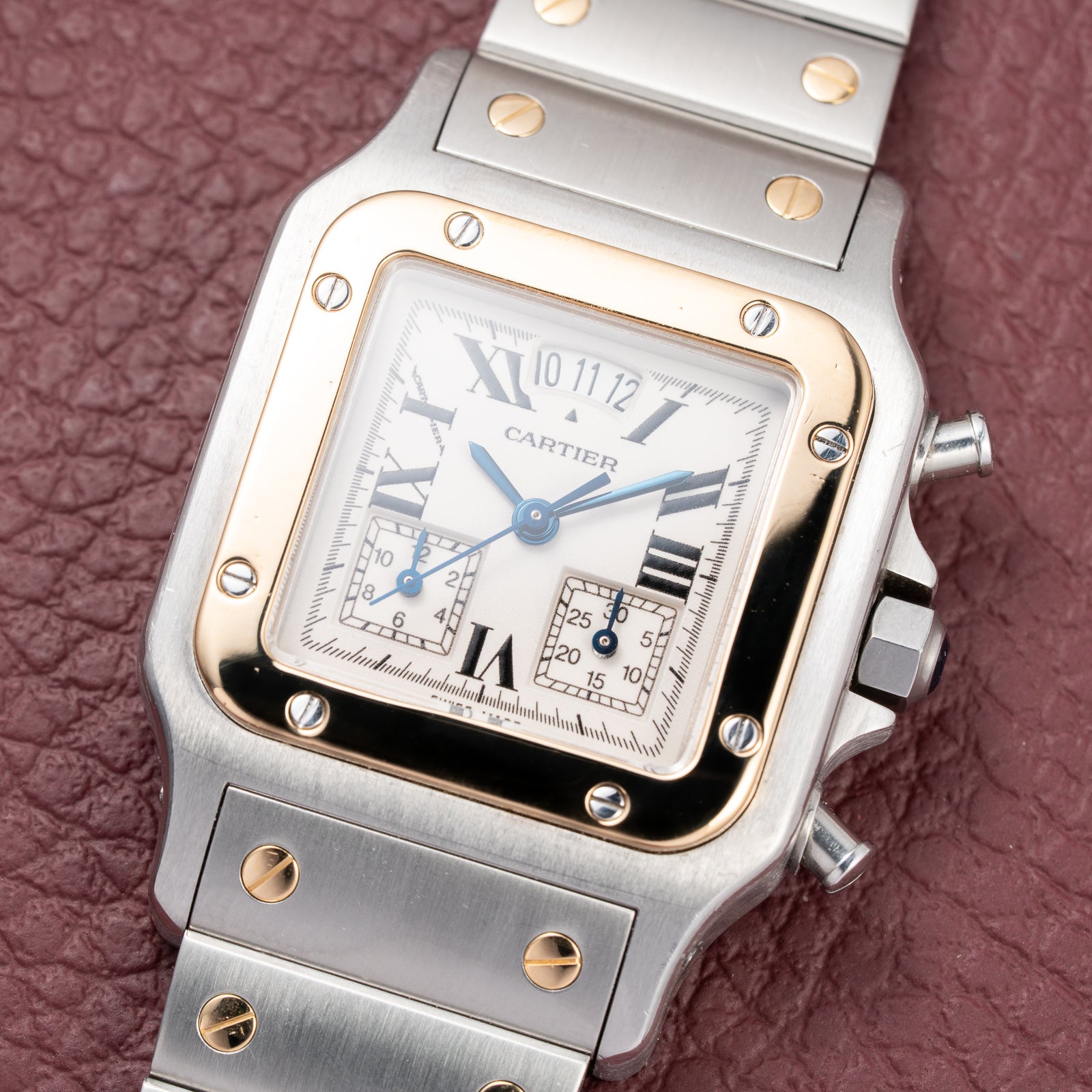 Cartier Santos Galbée Chronograph Gold & Steel Bi-Color Quartz Ref. 2425 from 1990s