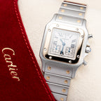 Cartier Santos Galbée Chronograph ChronoFlex Gold & Steel w/ Cartier Service 2026 Ref. 2425 From 2000s
