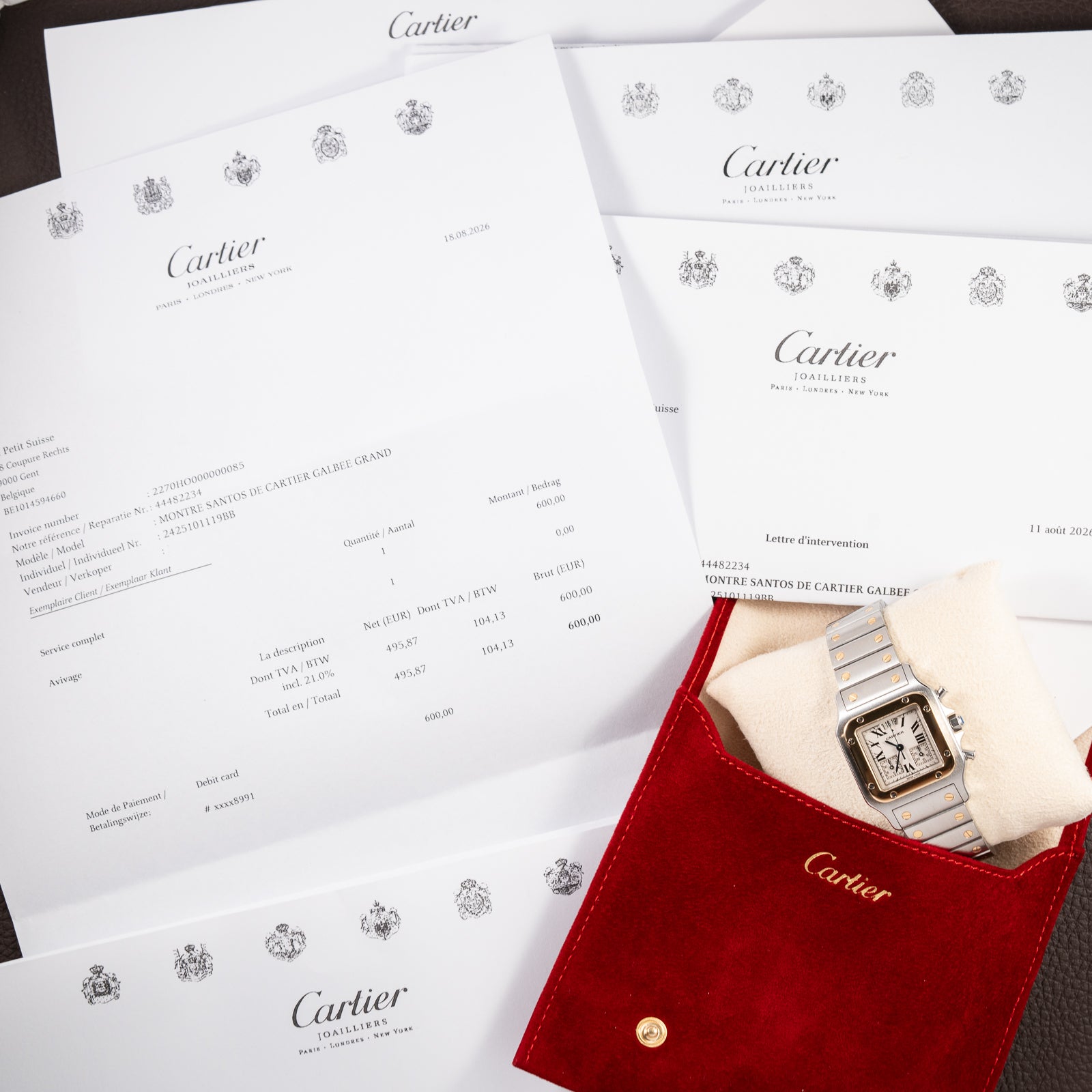 Cartier Santos Galbée Chronograph ChronoFlex Gold & Steel w/ Cartier Service 2026 Ref. 2425 From 2000s