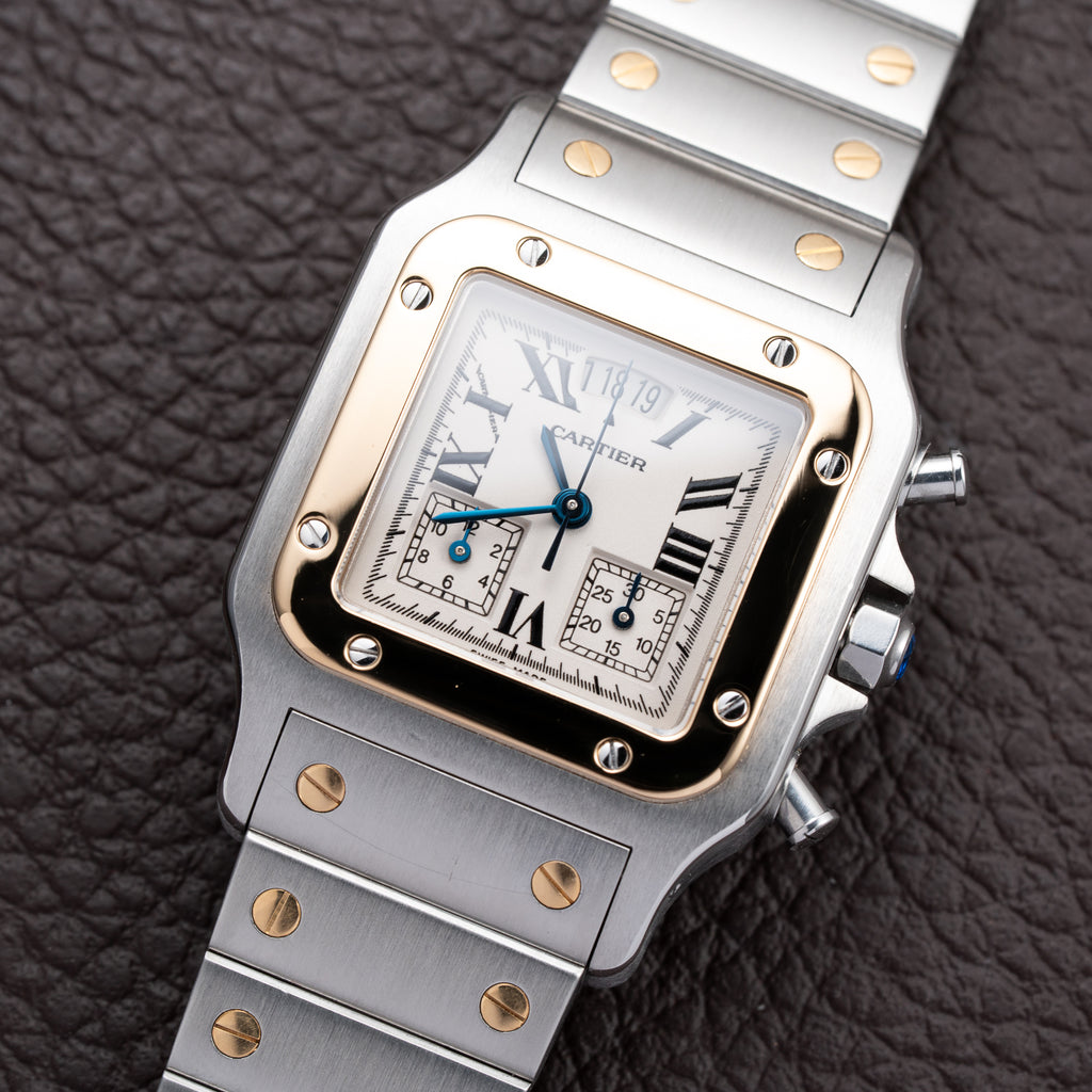 Cartier Santos Galbée Chronograph ChronoFlex Gold & Steel w/ Cartier Service 2026 Ref. 2425 From 2000s