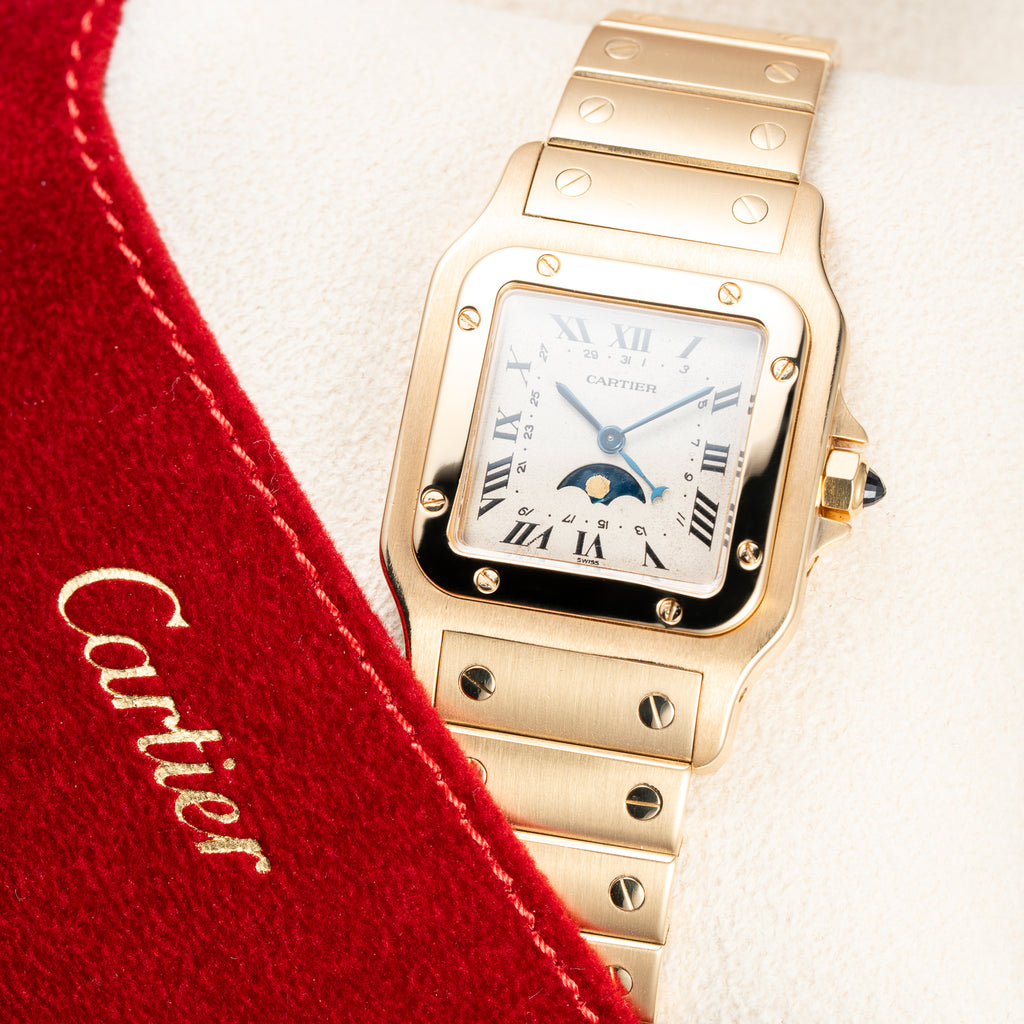 Cartier Santos Galbée Moonphase “Or Massif” 18K Yellow Gold Ref 819901 from 1980s