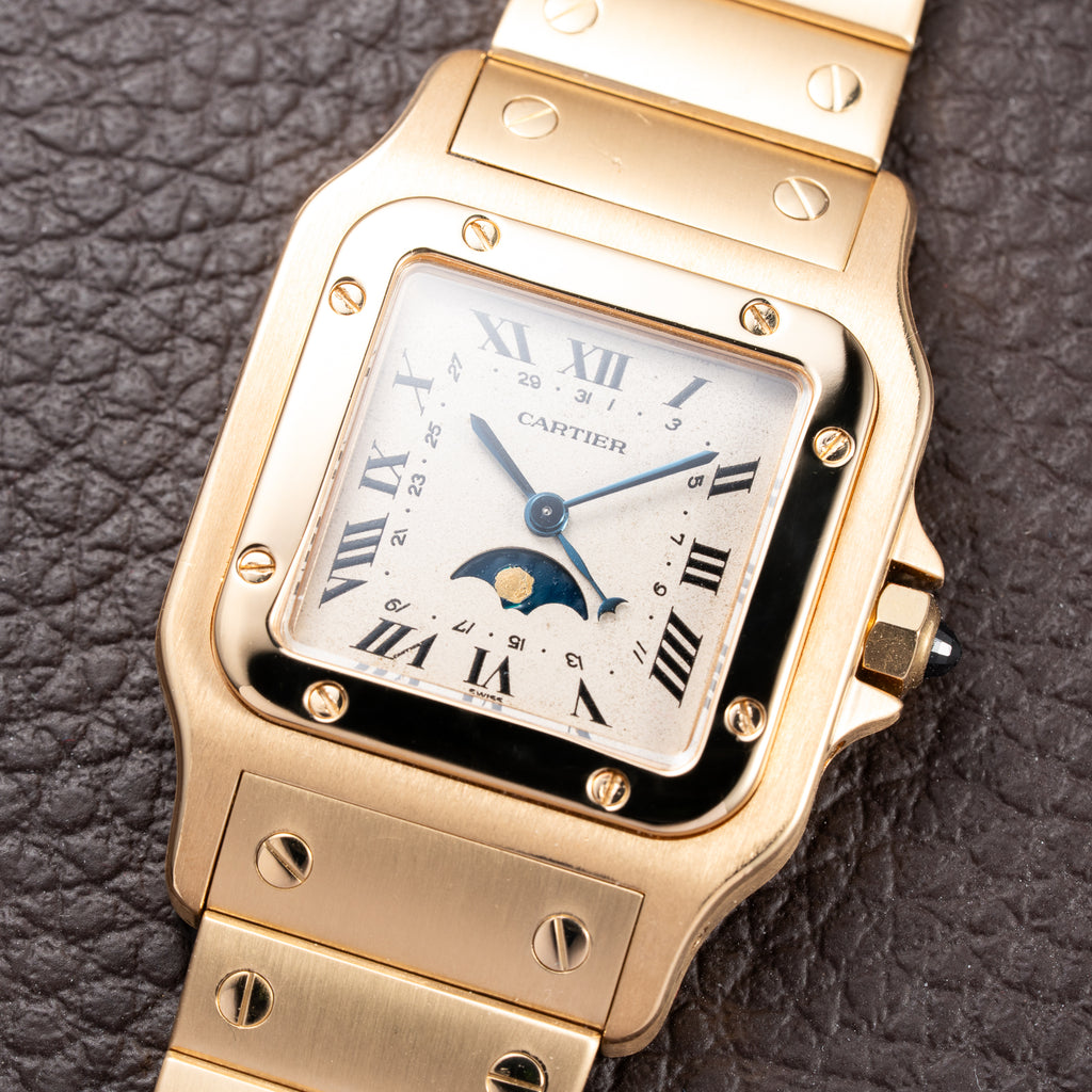 Cartier Santos Galbée Moonphase “Or Massif” 18K Yellow Gold Ref 819901 from 1980s