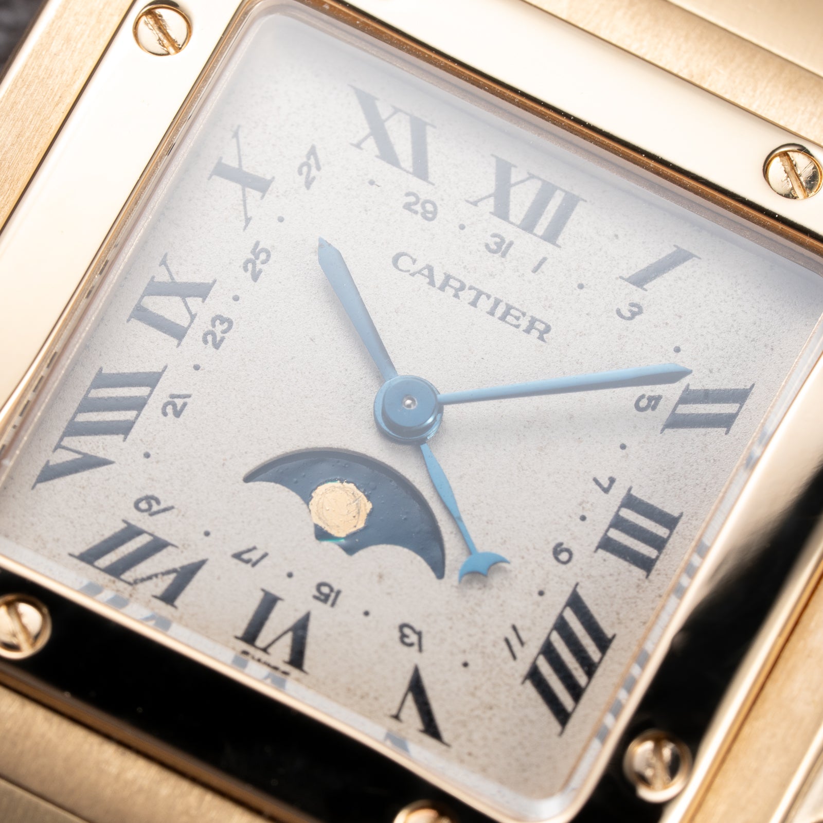 Cartier Santos Galbée Moonphase “Or Massif” 18K Yellow Gold Ref 819901 from 1980s
