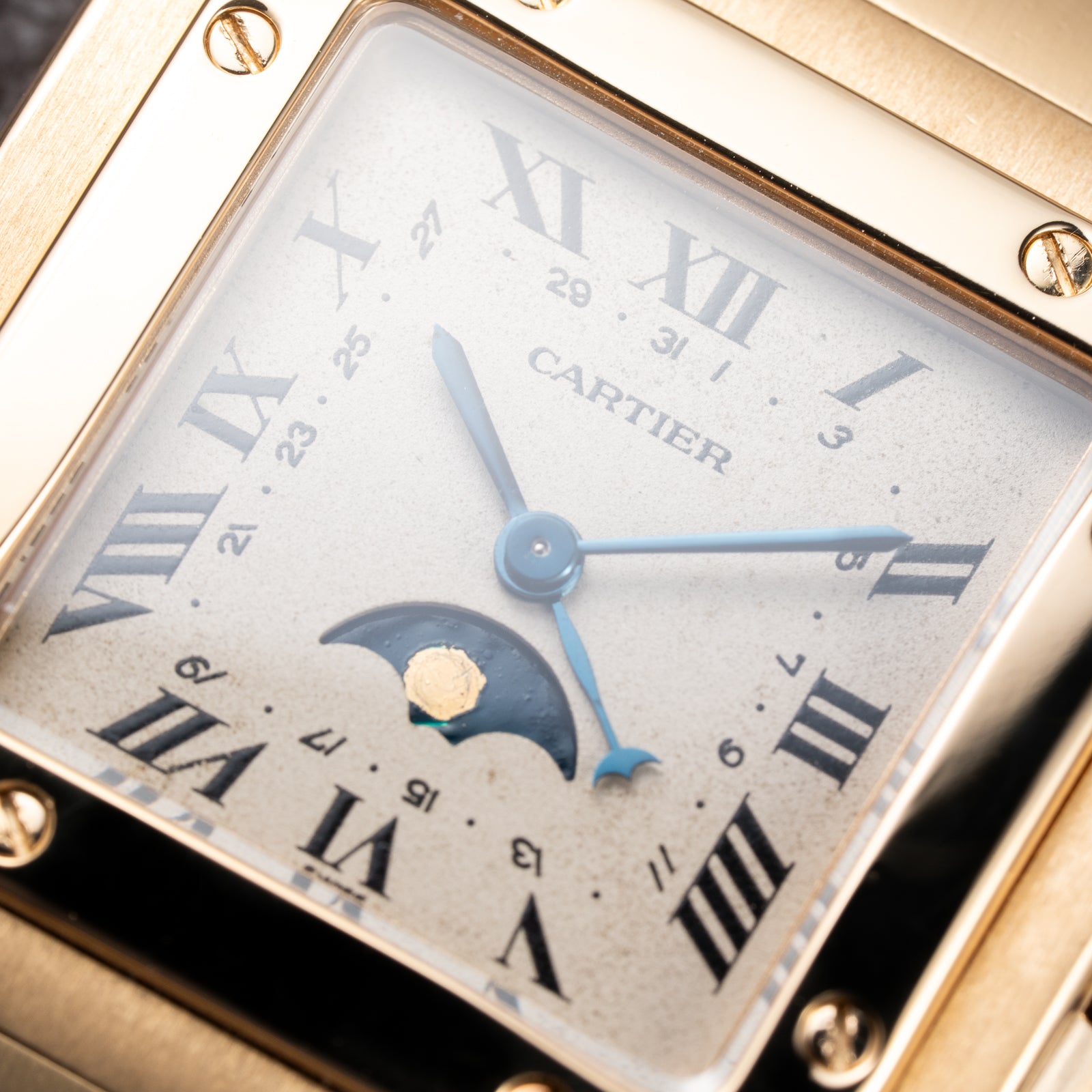 Cartier Santos Galbée Moonphase “Or Massif” 18K Yellow Gold Ref 819901 from 1980s
