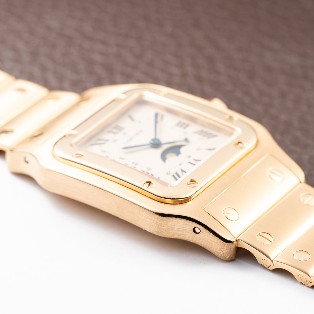 Cartier Santos Galbée Moonphase “Or Massif” 18K Yellow Gold Ref 819901 from 1980s