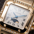 Cartier Santos Phase de Lune Or Massif Factory Diamond Set 18k gold