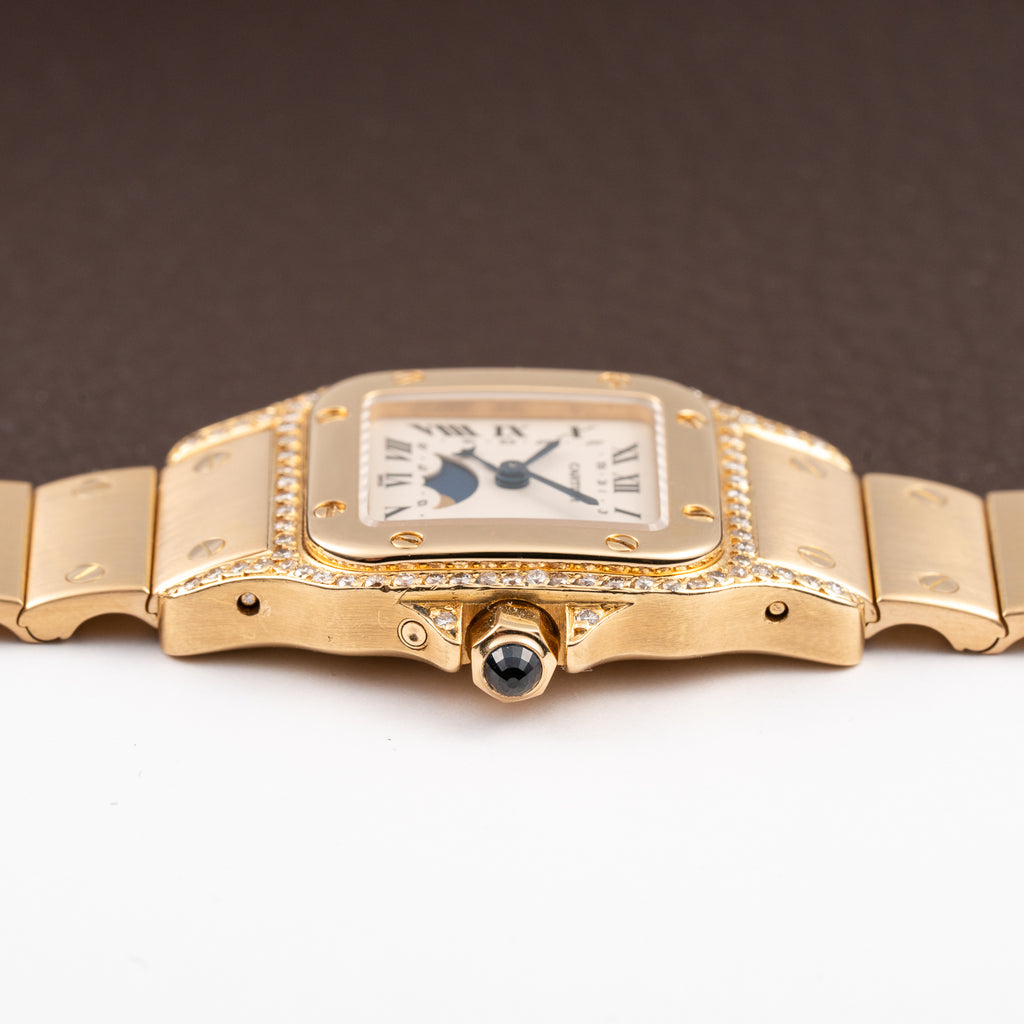 Cartier Santos Phase de Lune Or Massif Factory Diamond Set 18k gold