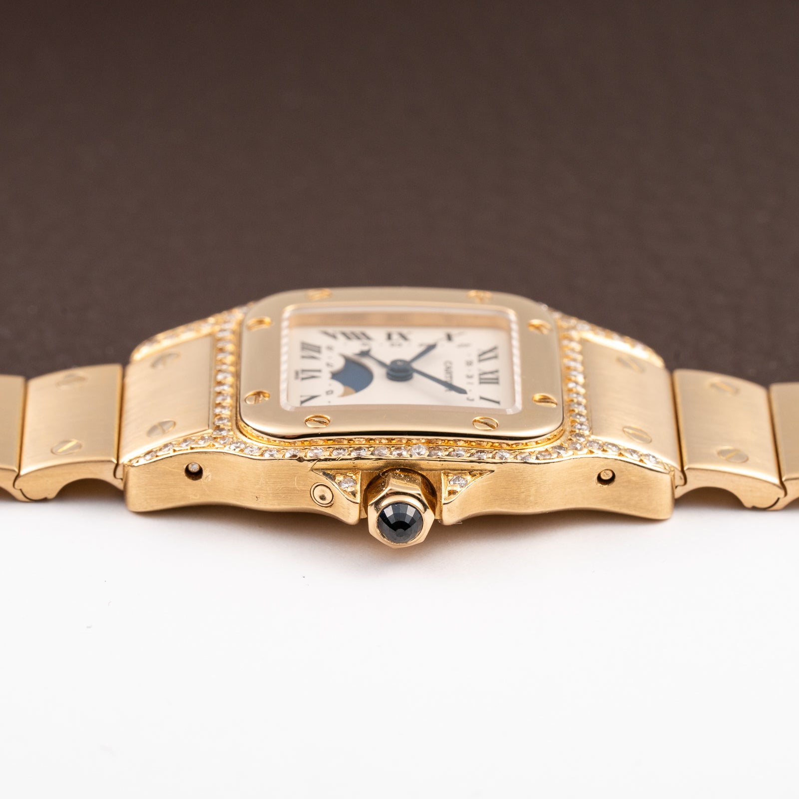 Cartier Santos Phase de Lune Or Massif Factory Diamond Set 18k gold