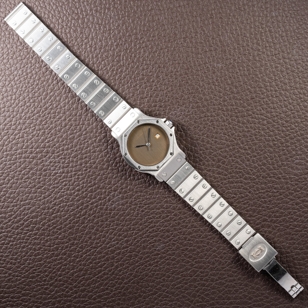 Cartier Santos Octagon Slate “Ghost” Dial Automatic GM Ref. 2965 from 1980s