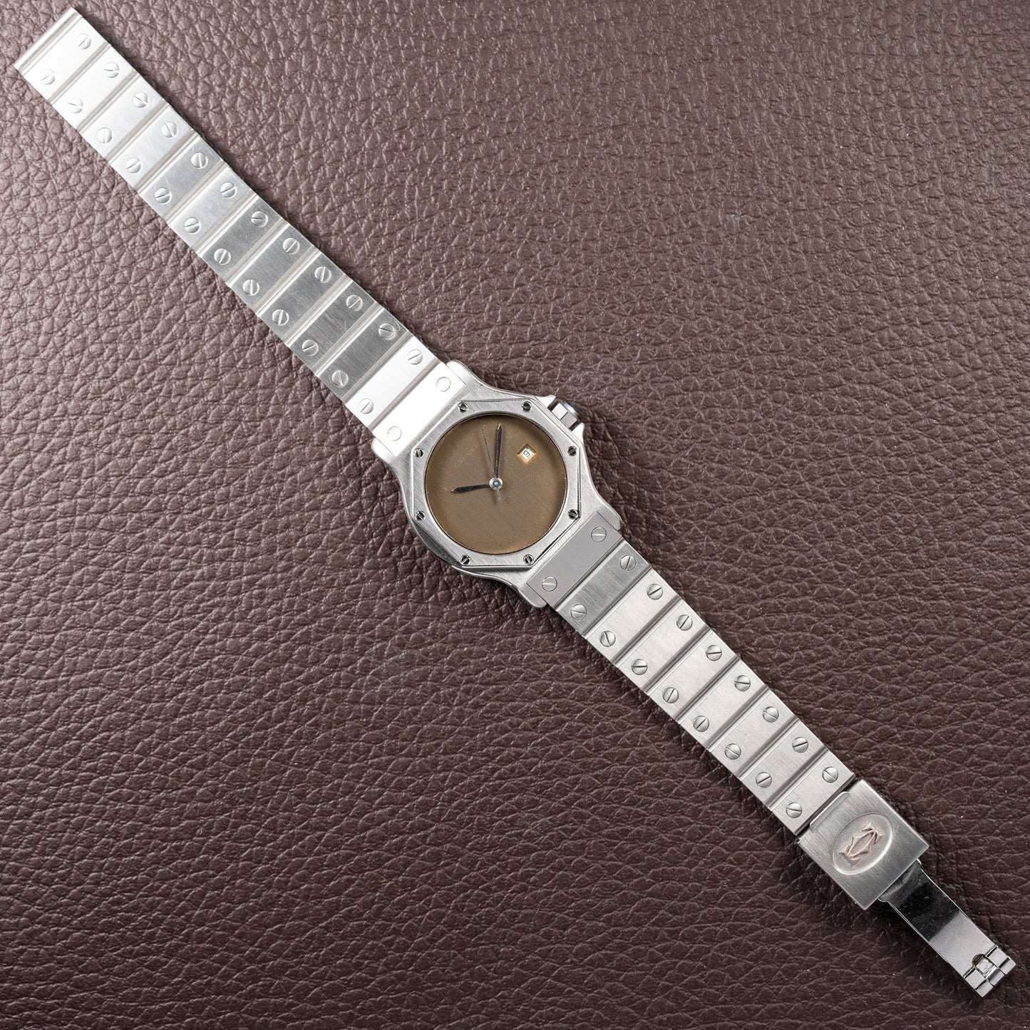 Cartier Santos Octagon Slate “Ghost” Dial Automatic GM Ref. 2965 from 1980s