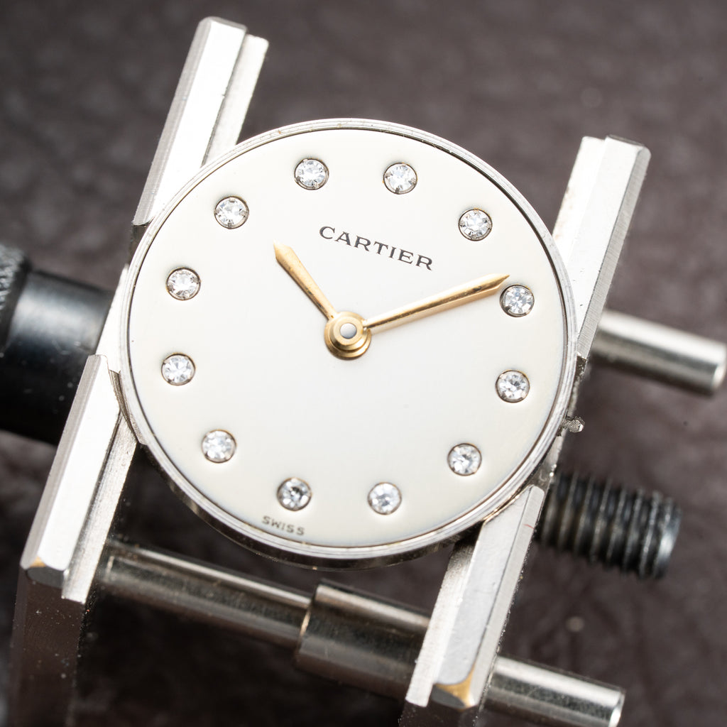Cartier Santos Octagon Factory Diamond set Automatic PM 18k yellow gold Ref 0906 from 1980s