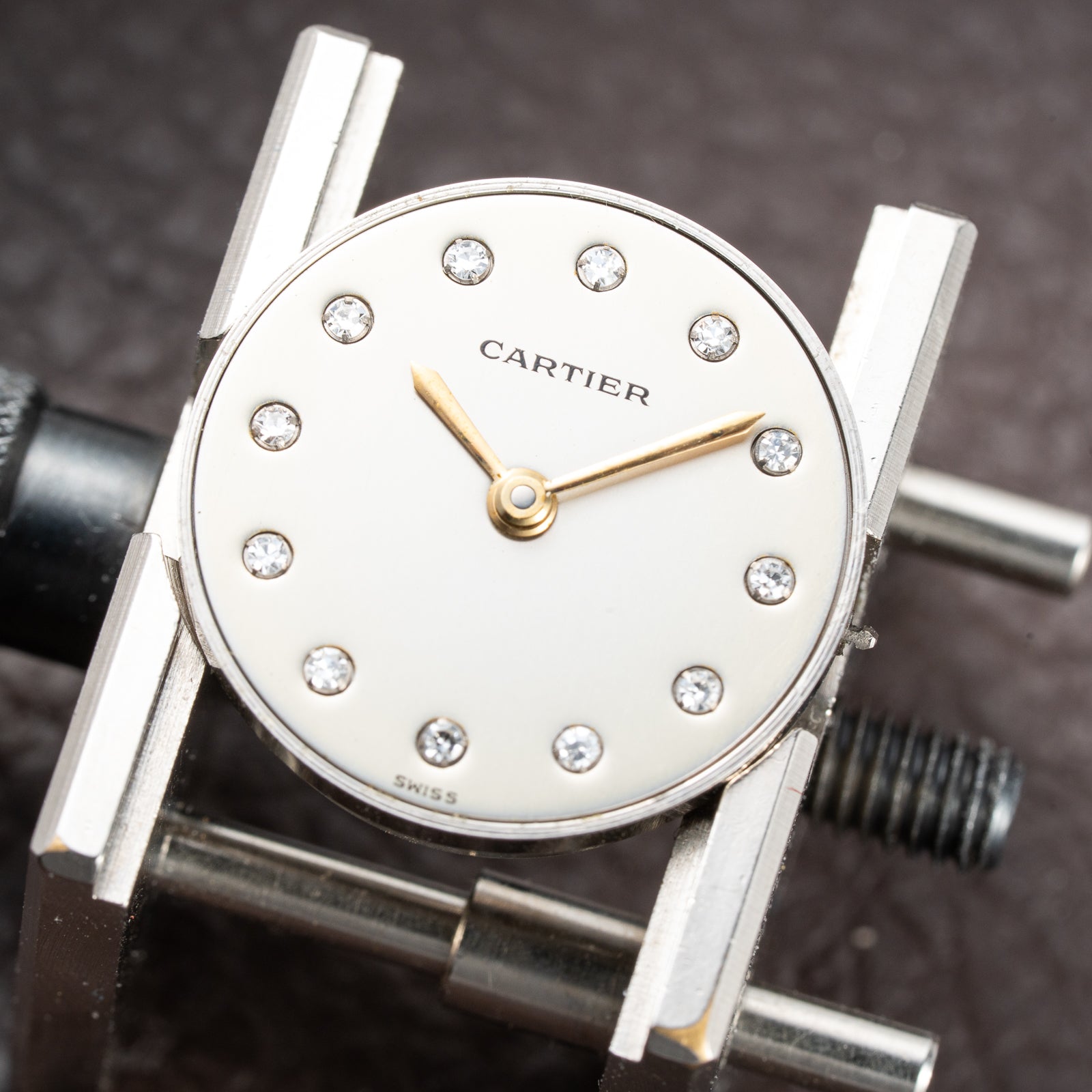 Cartier Santos Octagon Factory Diamond set Automatic PM 18k yellow gold Ref 0906 from 1980s