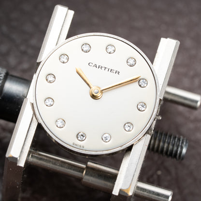 Cartier Santos Octagon Factory Diamond set Automatic PM 18k yellow gold Ref 0906 from 1980s