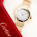 Cartier Santos Octagon Factory Diamond set Automatic PM 18k yellow gold Ref 0906 from 1980s