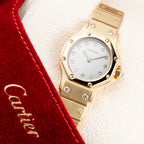 Cartier Santos Octagon Factory Diamond set Automatic PM 18k yellow gold Ref 0906 from 1980s
