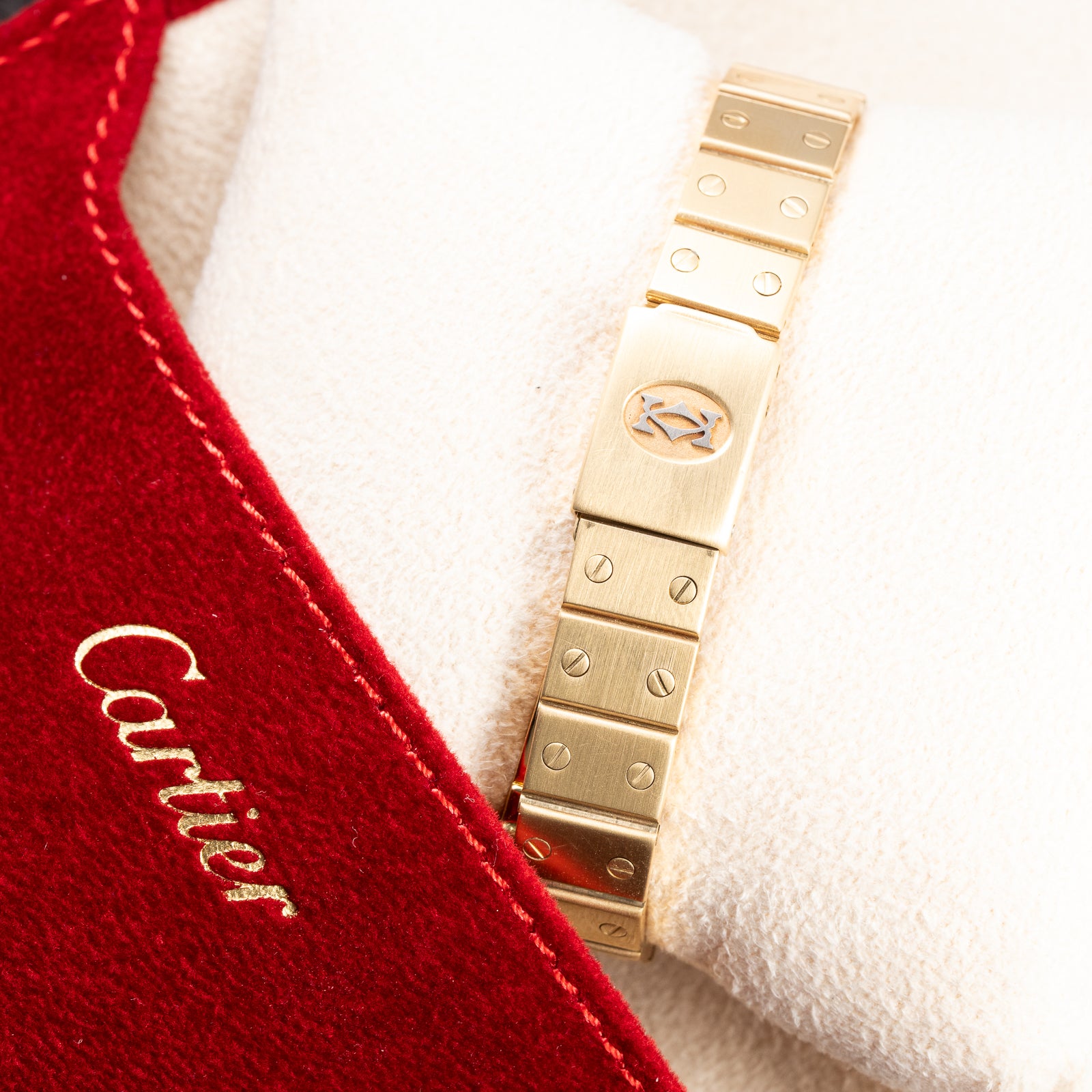 Cartier Santos Octagon Factory Diamond set Automatic PM 18k yellow gold Ref 0906 from 1980s