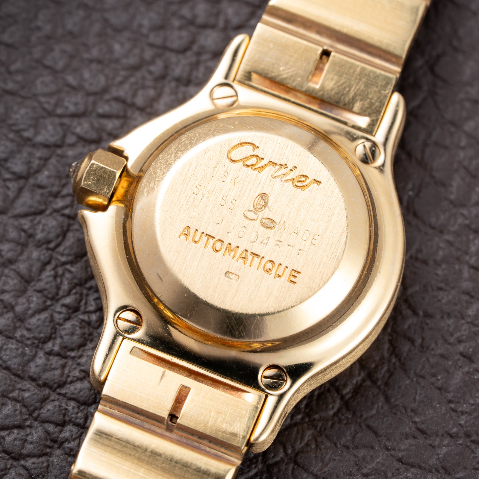 Cartier Santos Octagon Factory Diamond set Automatic PM 18k yellow gold Ref 0906 from 1980s