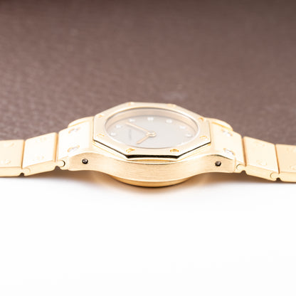Cartier Santos Octagon Factory Diamond set Automatic PM 18k yellow gold Ref 0906 from 1980s