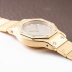 Cartier Santos Octagon Factory Diamond set Automatic PM 18k yellow gold Ref 0906 from 1980s