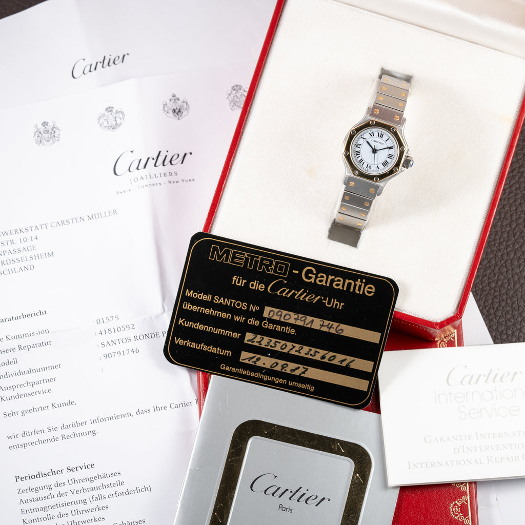 Cartier Santos Octagon Gold & Steel Full Set Automatic PM Ref 0907 From 1987