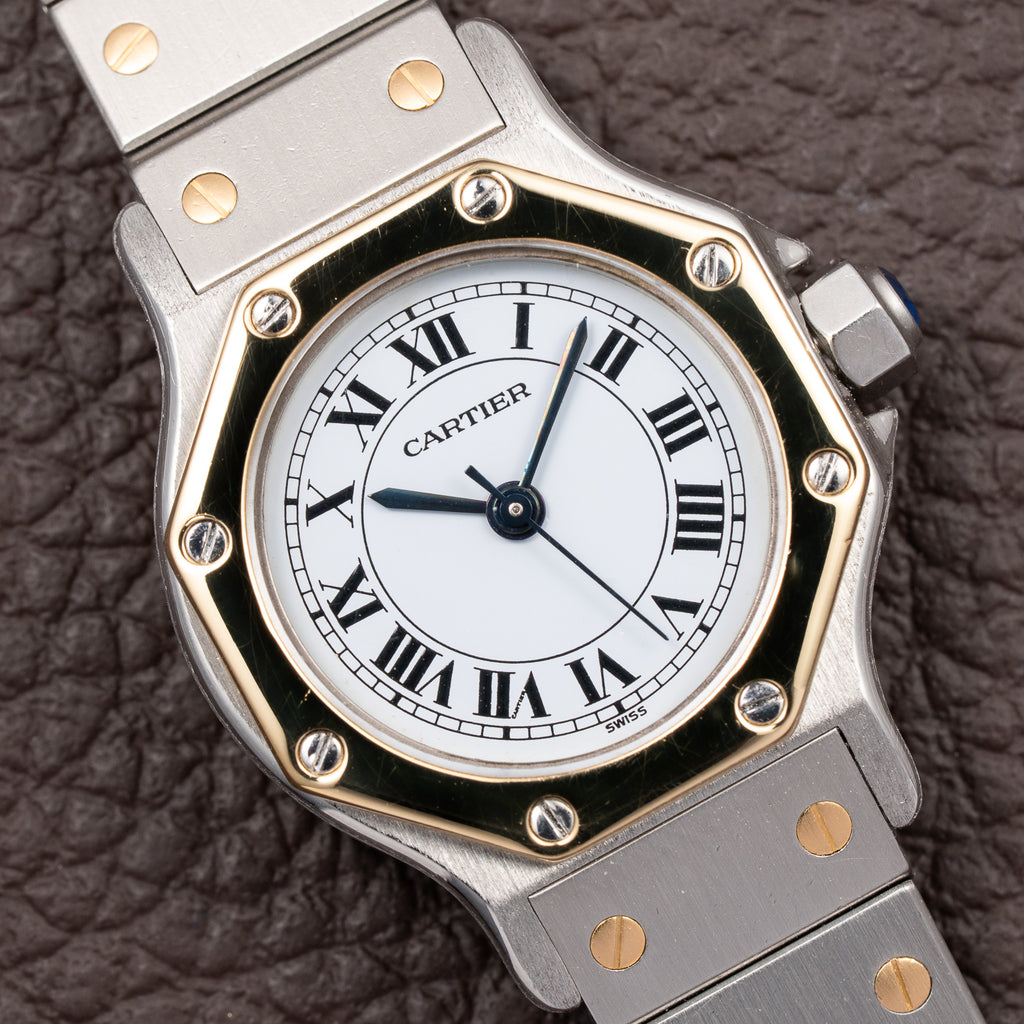 Cartier Santos Octagon Gold & Steel Full Set Automatic PM Ref 0907 From 1987